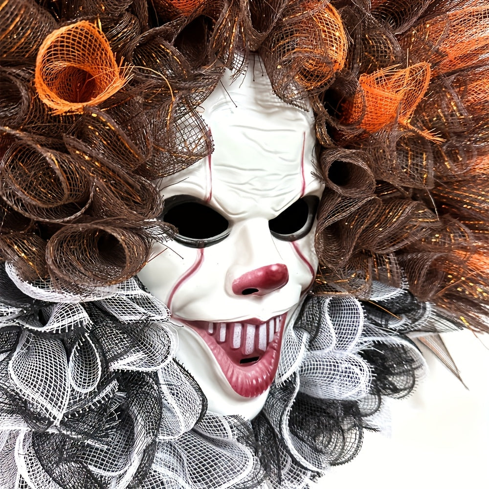 Halloween Scary Clown Mesh Wreath | Creepy Front Door Decor 5