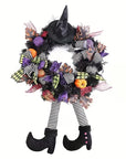 Halloween Whimsical Witch Legs Wreath | Festive Front Door Decor 0