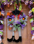Halloween Whimsical Witch Legs Wreath | Festive Front Door Decor 1