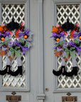 Halloween Whimsical Witch Legs Wreath | Festive Front Door Decor 3