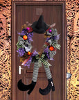 Halloween Whimsical Witch Legs Wreath | Festive Front Door Decor 4