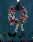 Halloween Whimsical Witch Legs Wreath | Festive Front Door Decor 5
