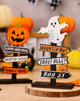 Halloween Wooden Pumpkin Wooden Decorative Tabletop Ornament 4