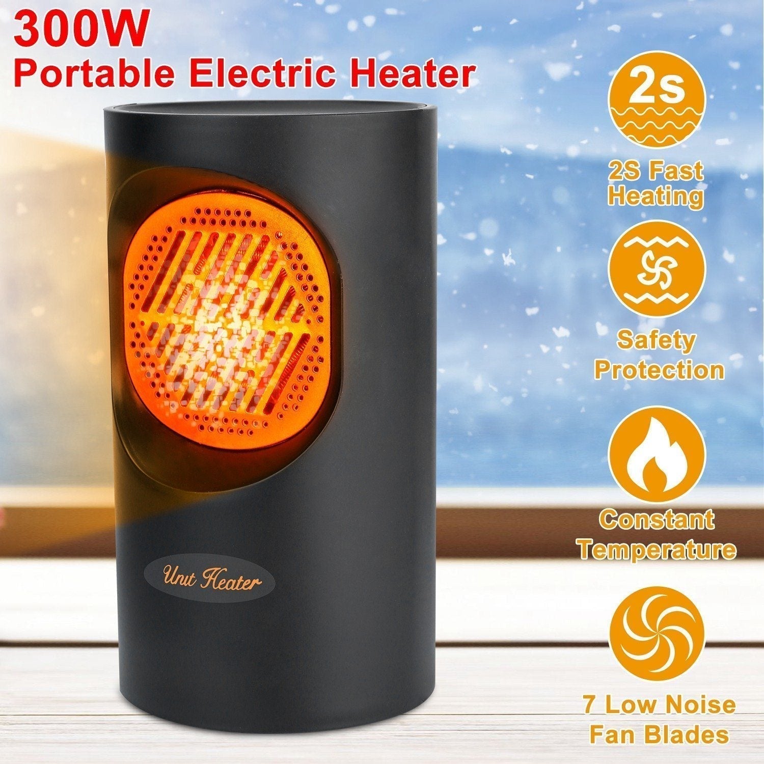 HeatWave | Compact Efficient 300W Portable Electric Heater 0