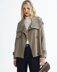 Henley | Vintage Plaid Cropped Trench Coat 0