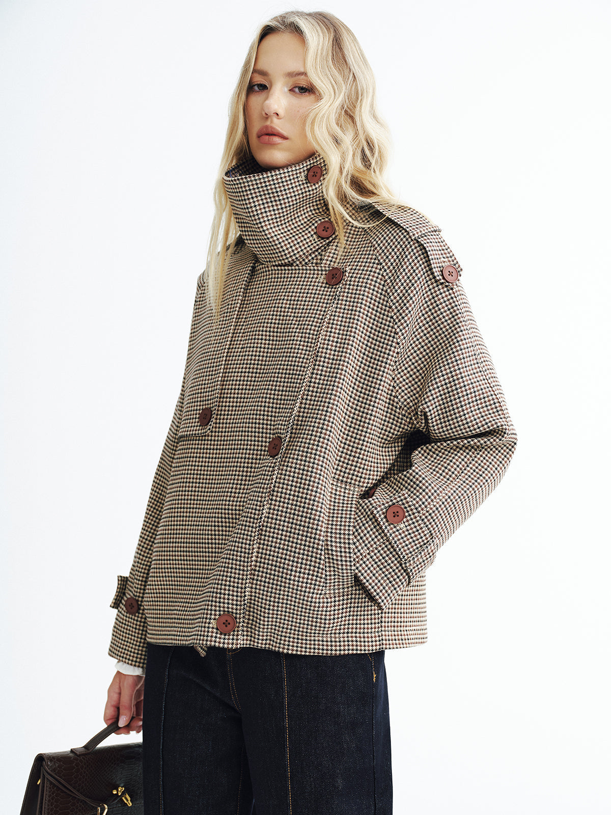 Henley | Vintage Plaid Cropped Trench Coat 1