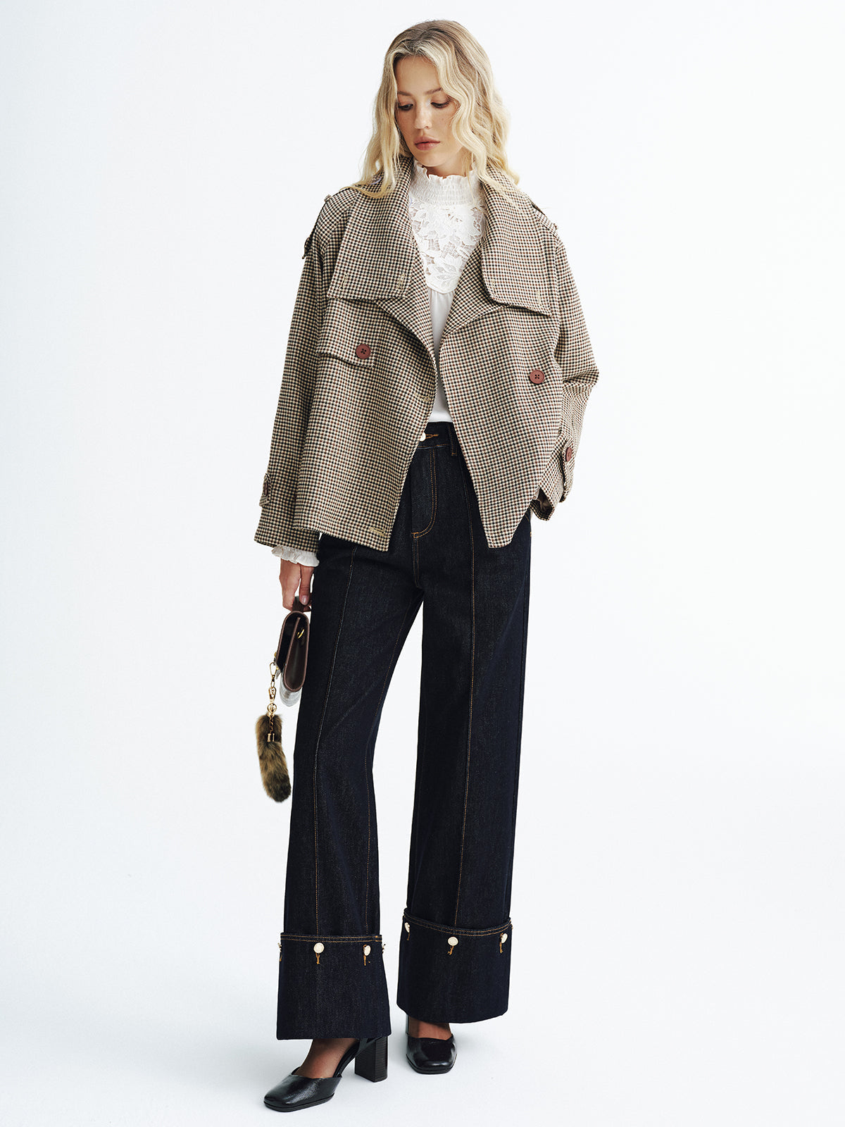 Henley | Vintage Plaid Cropped Trench Coat 2