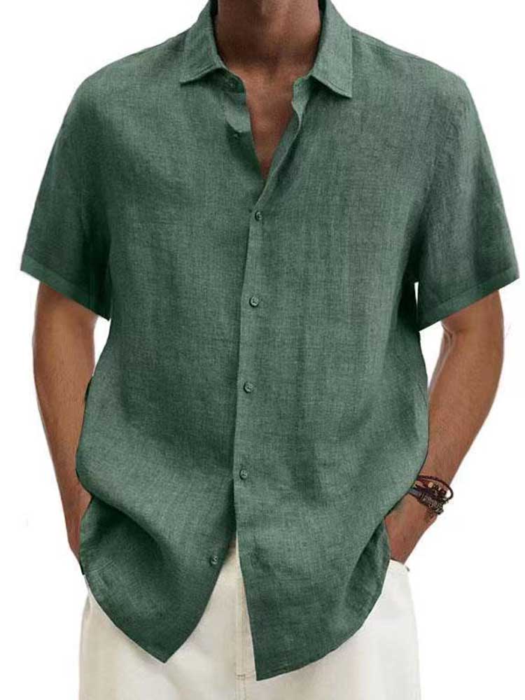 Herren Leinenhemd Klassischer Schnitt Atmungsaktiv 100% Leinen für Stil und Komfort 0