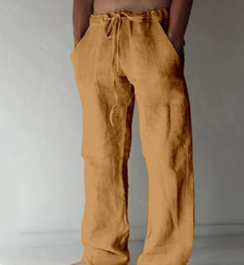 Herren Leinenhose Lässig Atmungsaktiv Sommer Freizeit Hosen 12