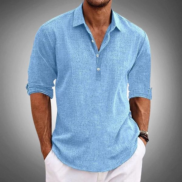 Herren Polo Shirt Atmungsaktiv 100% Leinen Stilvoll Lässig für Sommer 1