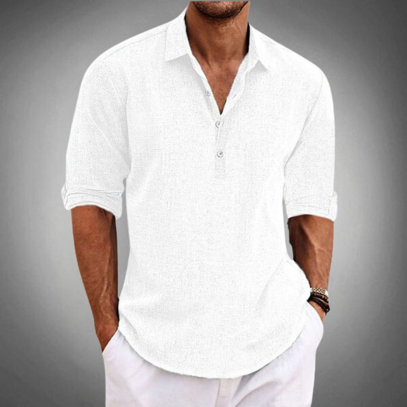 Herren Polo Shirt Atmungsaktiv 100% Leinen Stilvoll Lässig für Sommer 10