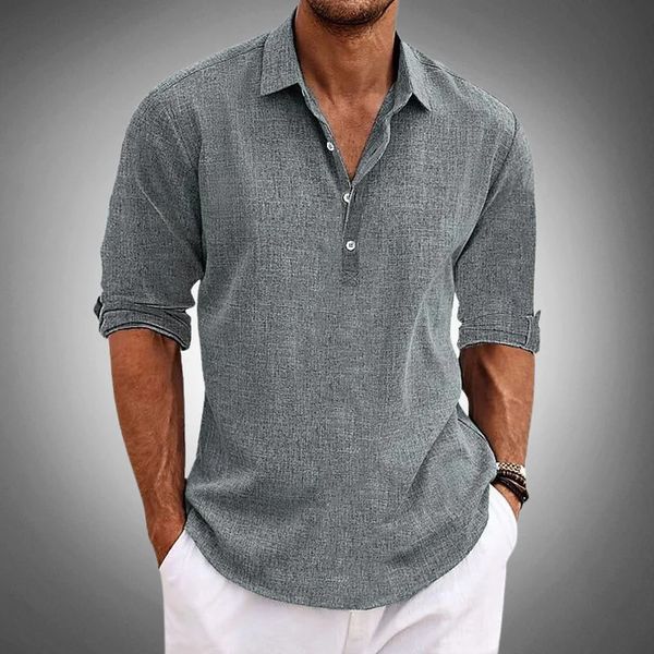 Herren Polo Shirt Atmungsaktiv 100% Leinen Stilvoll Lässig für Sommer 6