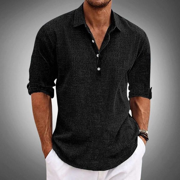 Herren Polo Shirt Atmungsaktiv 100% Leinen Stilvoll Lässig für Sommer 7