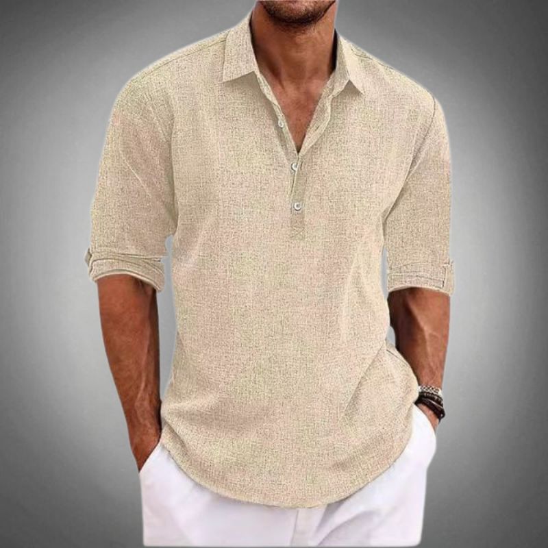 Herren Polo Shirt Atmungsaktiv 100% Leinen Stilvoll Lässig für Sommer 8