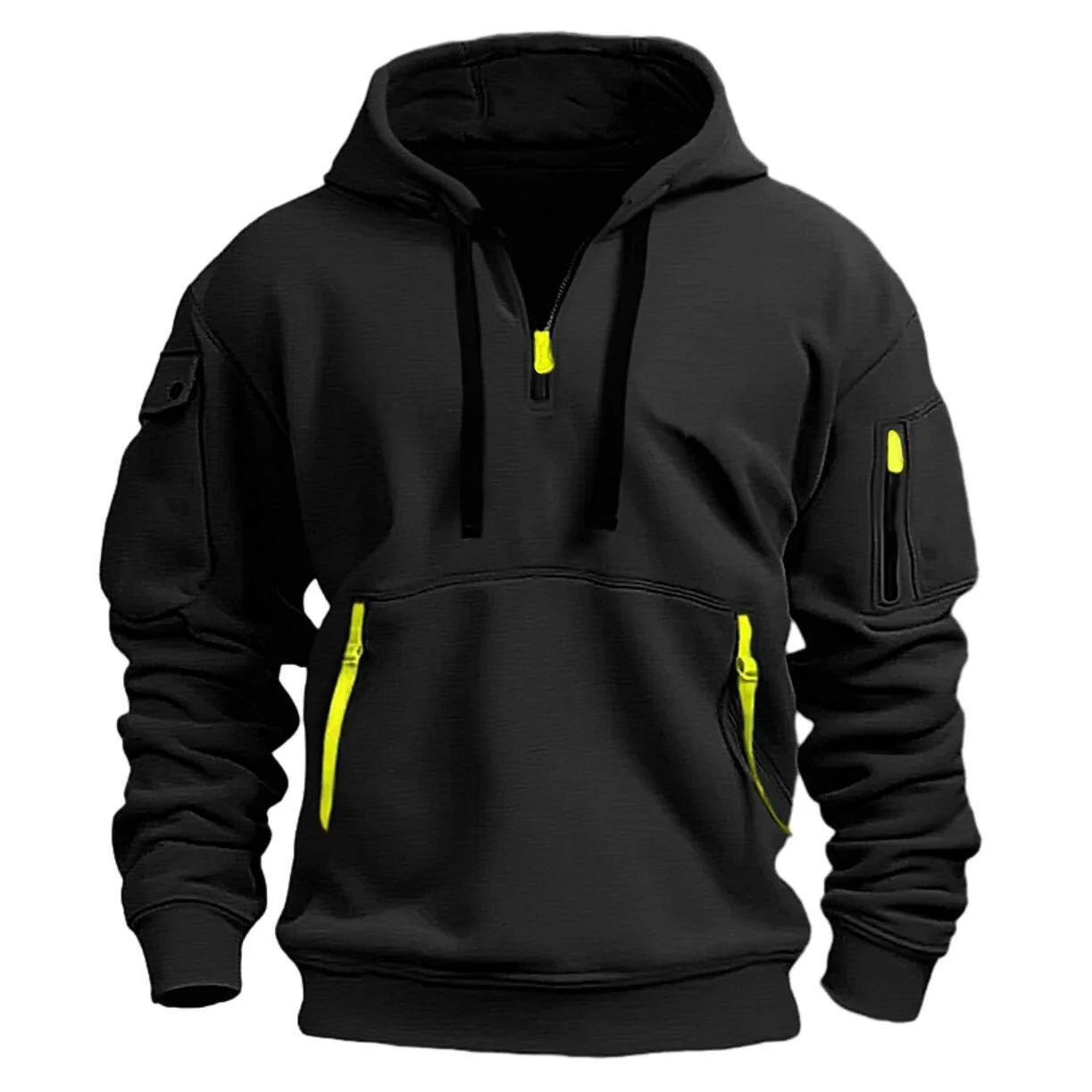 Herren Zip Hoodie Halber Reißverschluss Atmungsaktiv Bequem Baumwolle 0