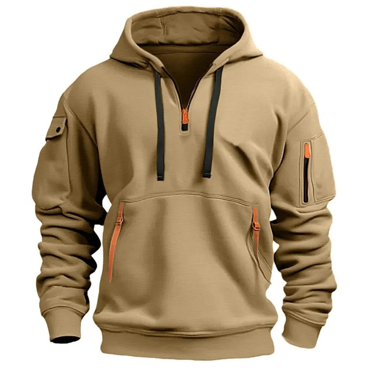 Herren Zip Hoodie Halber Reißverschluss Atmungsaktiv Bequem Baumwolle 5