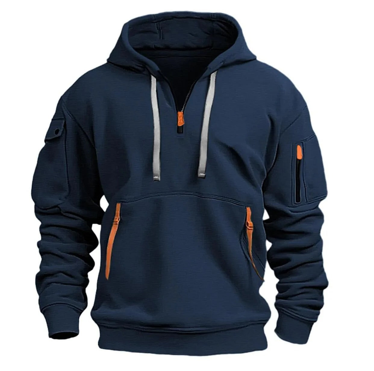 Herren Zip Hoodie Halber Reißverschluss Atmungsaktiv Bequem Baumwolle 6