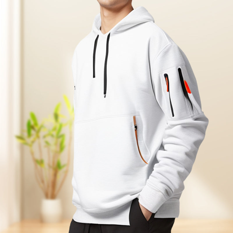 Herren Zip Hoodie Halber Reißverschluss Atmungsaktiv Bequem Baumwolle 7