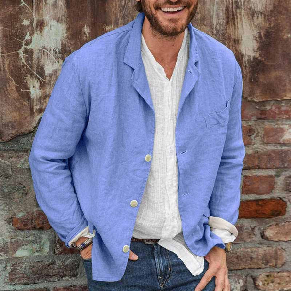 Herrenjacke Leger Atmungsaktiv Baumwoll-Leinen-Mischung für Frühling und Sommer 7