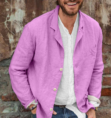 Herrenjacke Leger Atmungsaktiv Baumwoll-Leinen-Mischung für Frühling und Sommer 9