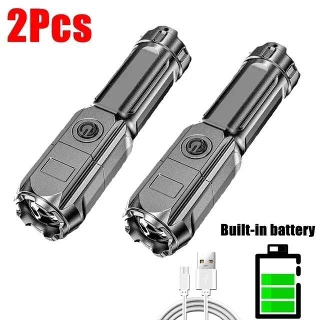 High-Power USB Rechargeable Flashlight with Waterproof Design and Telescopic Focus - Portable Torch Light 7