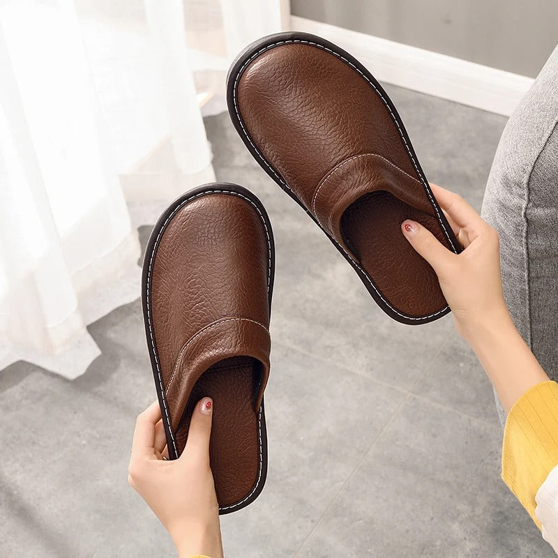 HugoLux | Comfy Elegant Vegan Leather House Slippers for Men and Women 3