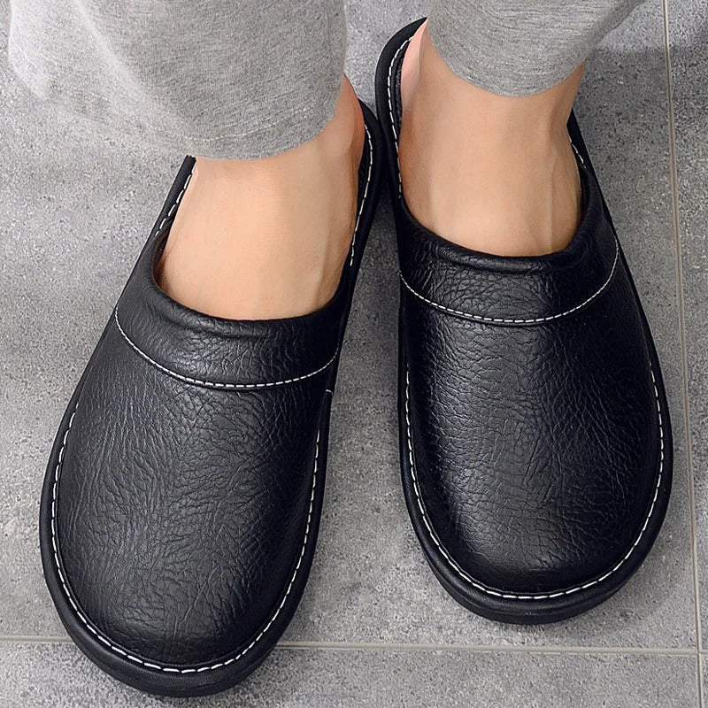 HugoLux | Comfy Elegant Vegan Leather House Slippers for Men and Women 4
