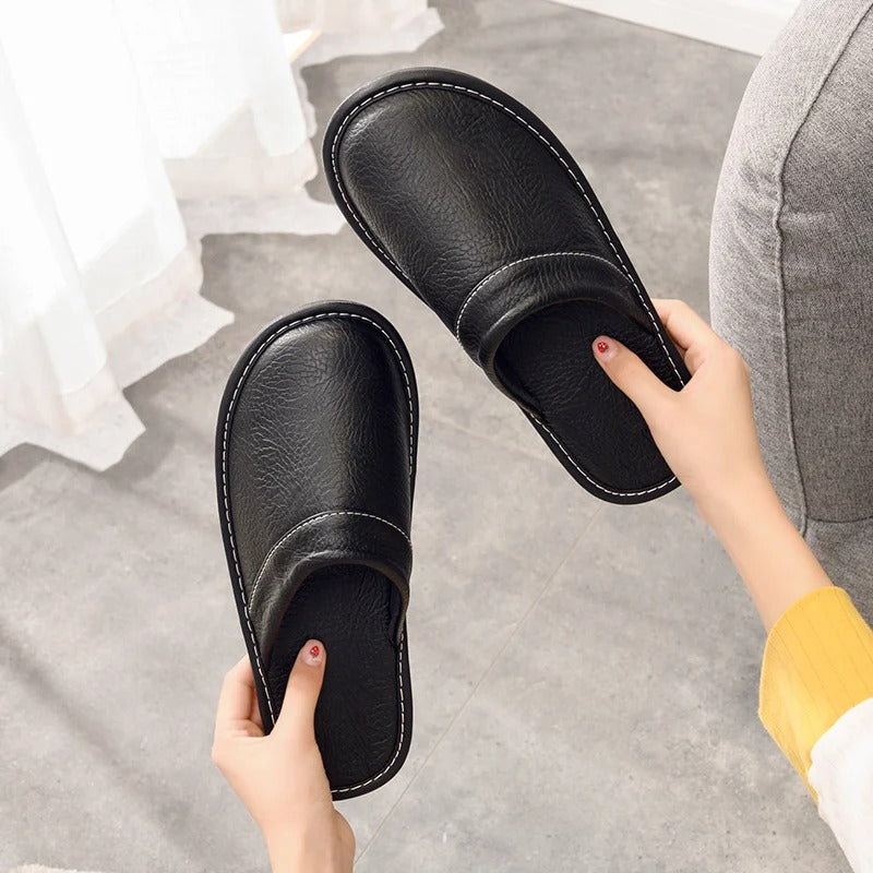 HugoLux | Comfy Elegant Vegan Leather House Slippers for Men and Women 5