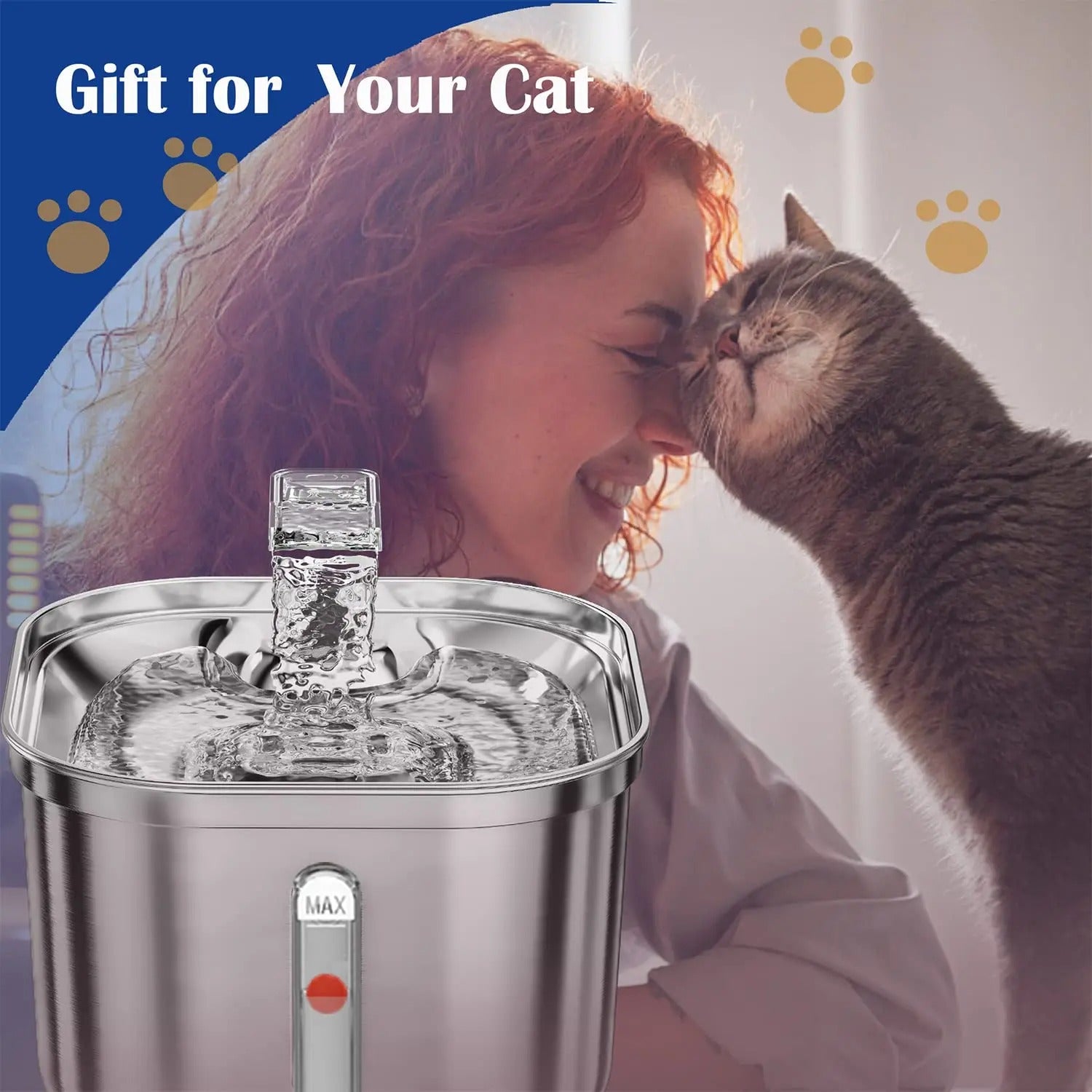 HydraFlow | Sleek Stainless Steel Cat Drinking Fountain for Hydration 2