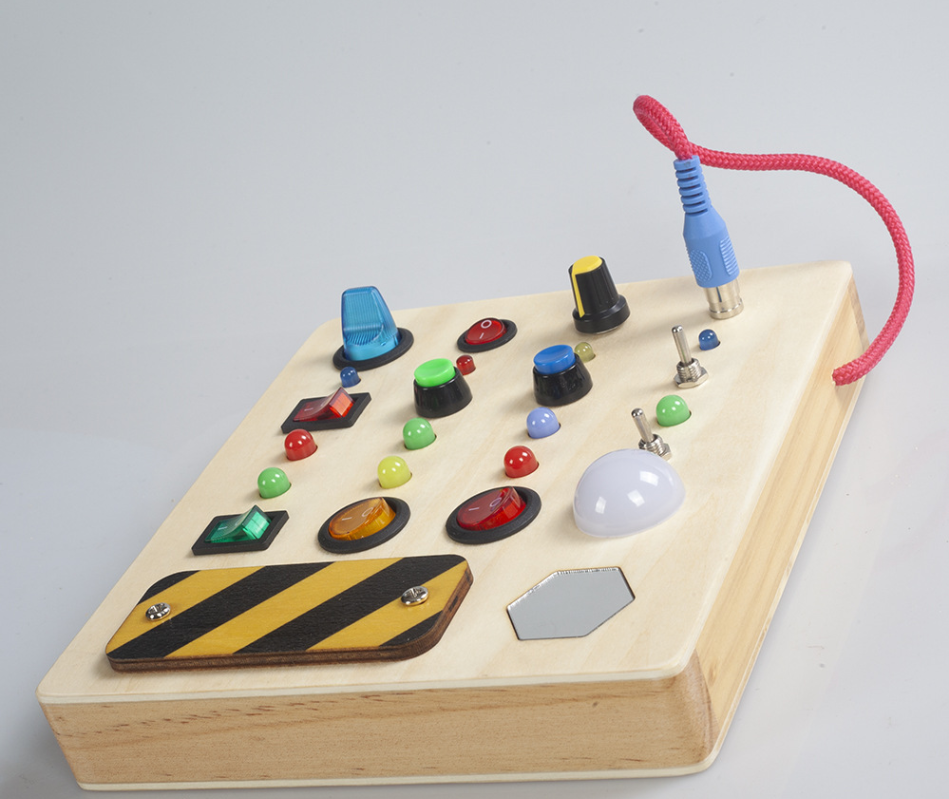 Interactive Montessori Busy Board – Wooden Educational Toy with Lights, Switches, and Sensory Activities for Kids 2