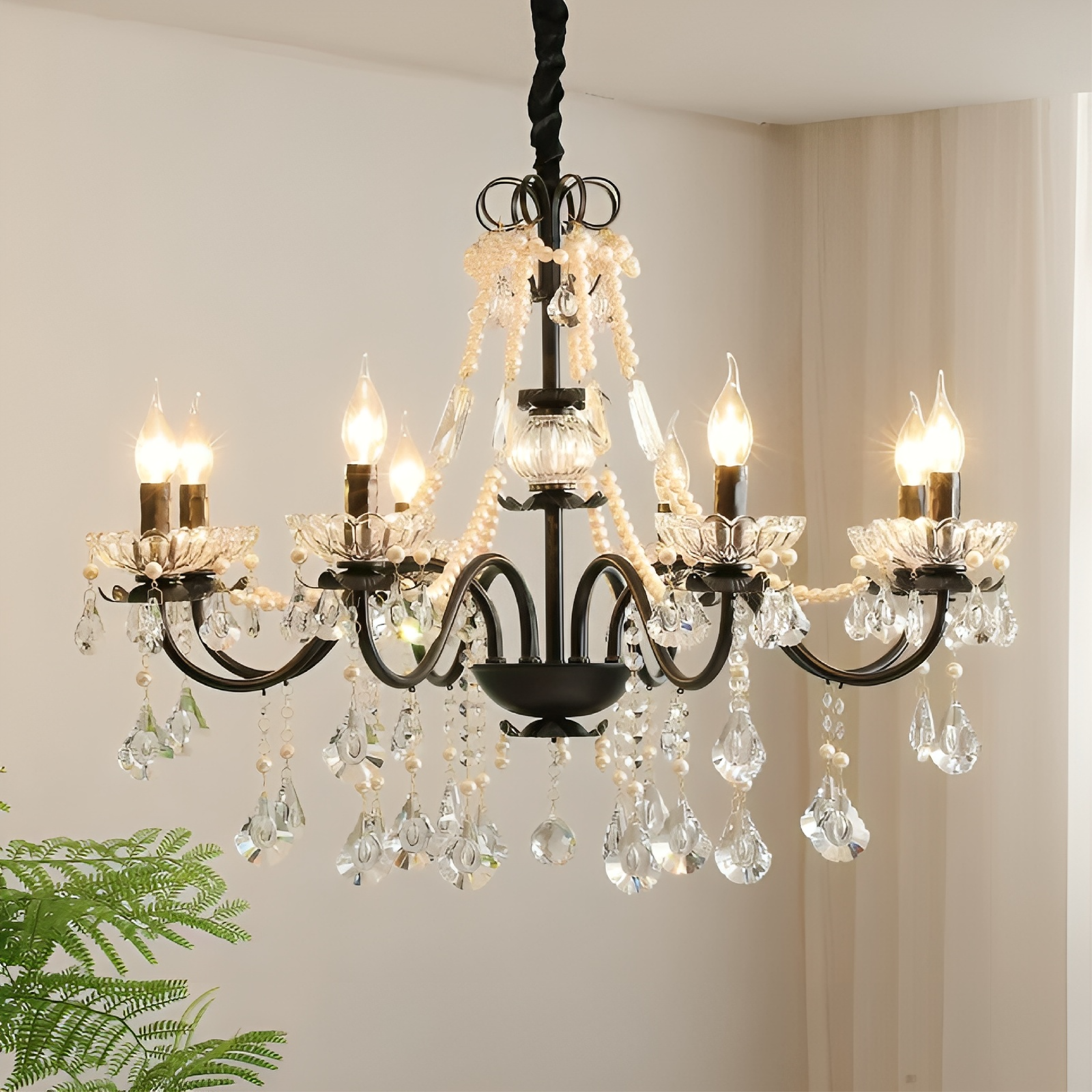 Iris | Sophisticated Black Crystal French Chandelier 1