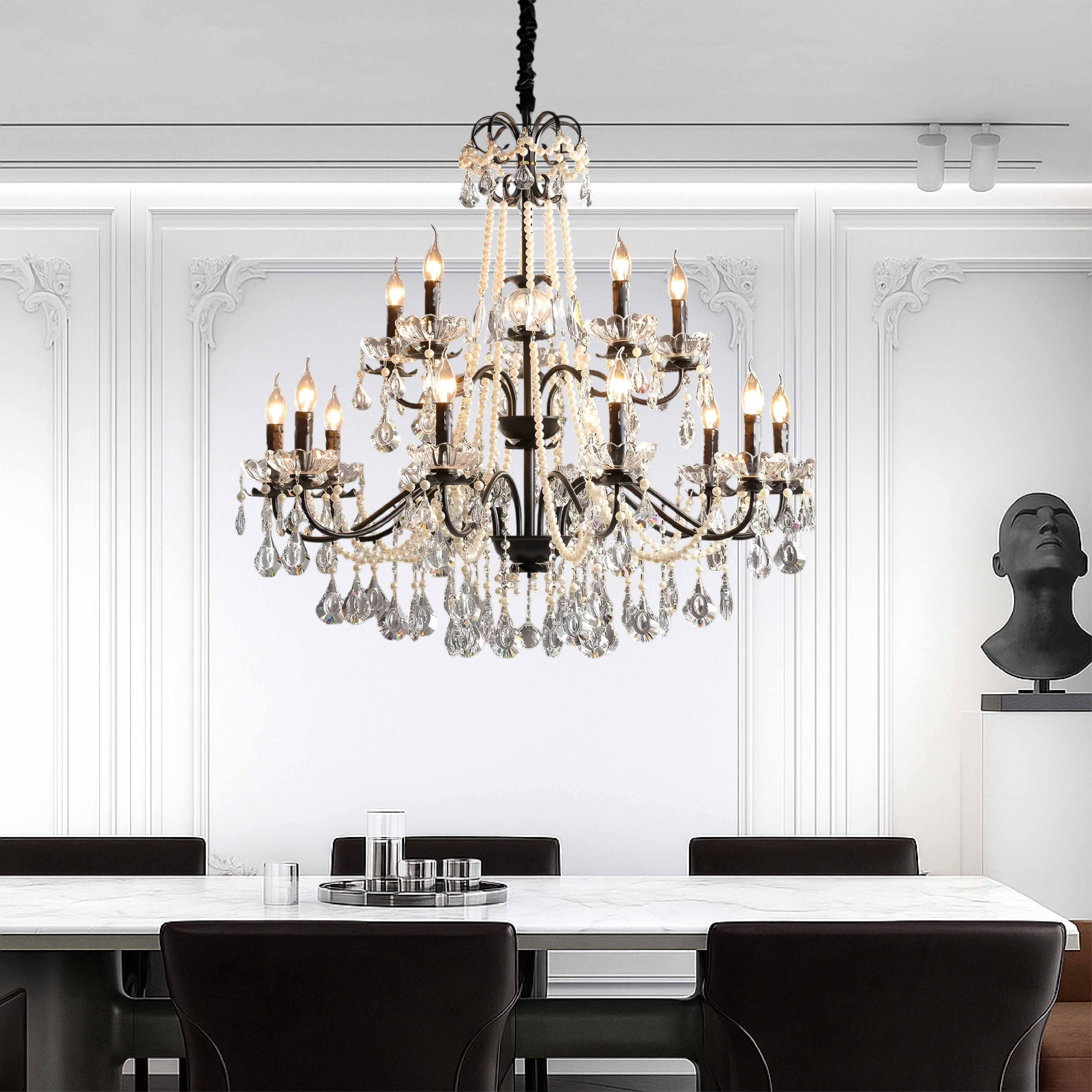 Iris | Sophisticated Black Crystal French Chandelier 2