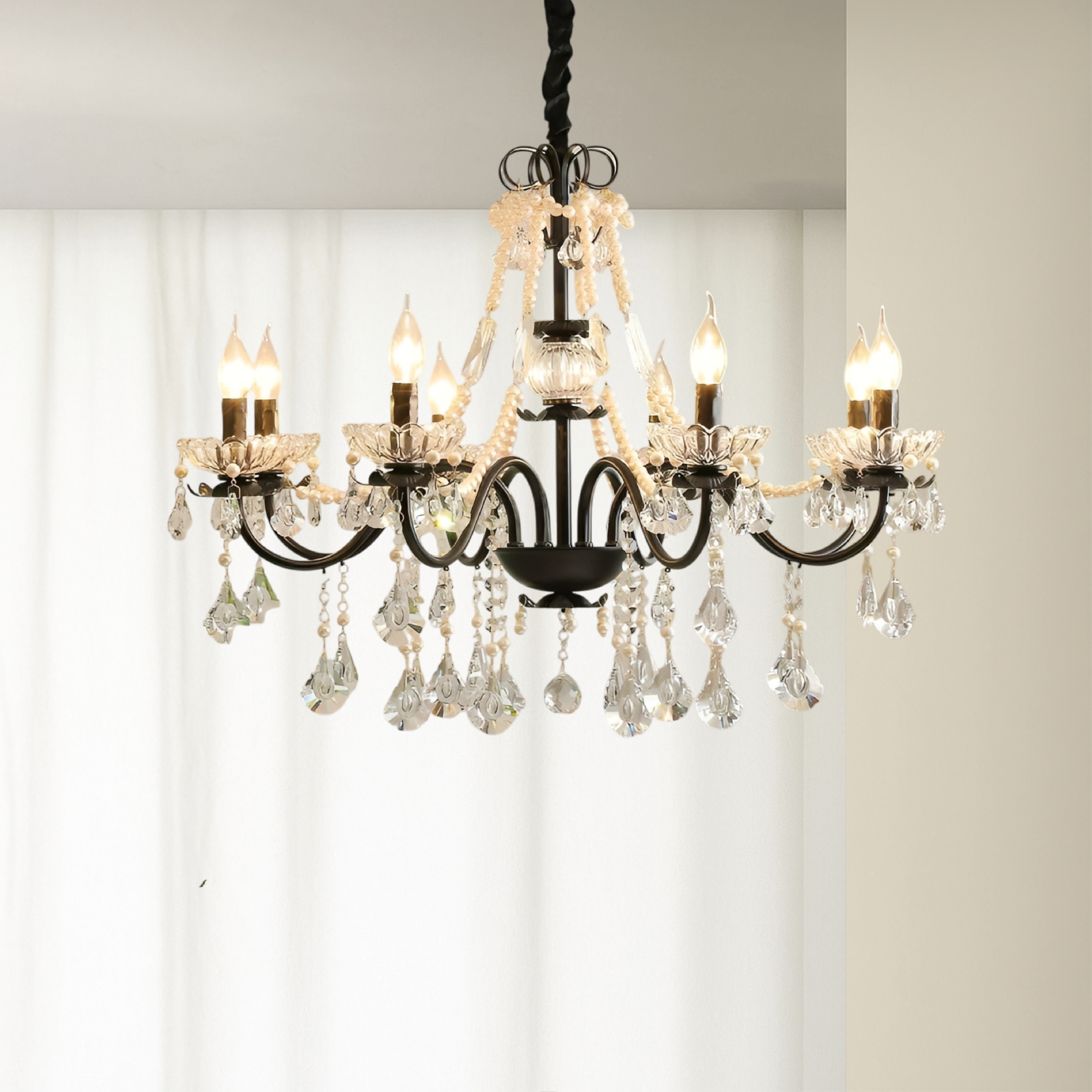 Iris | Sophisticated Black Crystal French Chandelier 3