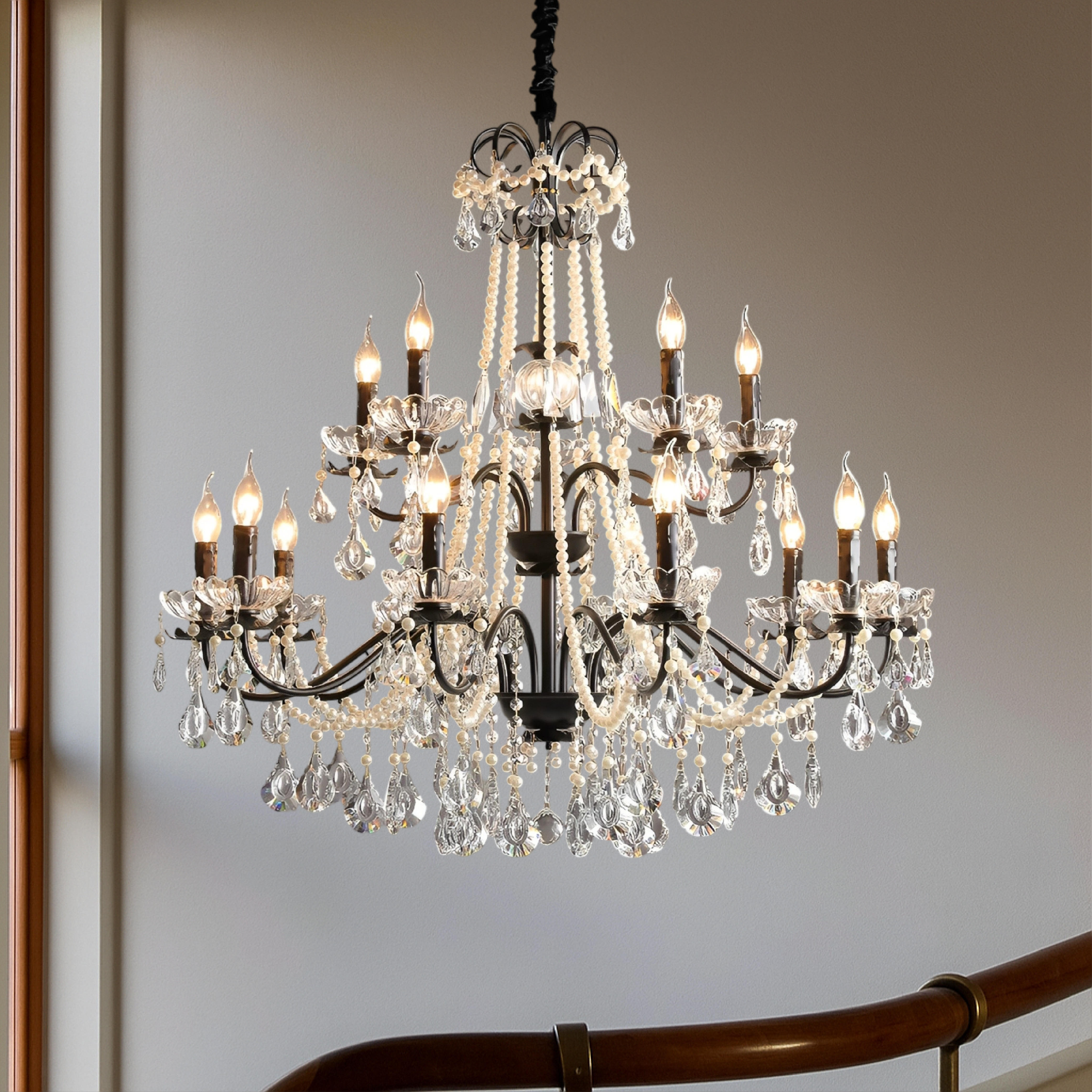Iris | Sophisticated Black Crystal French Chandelier 4