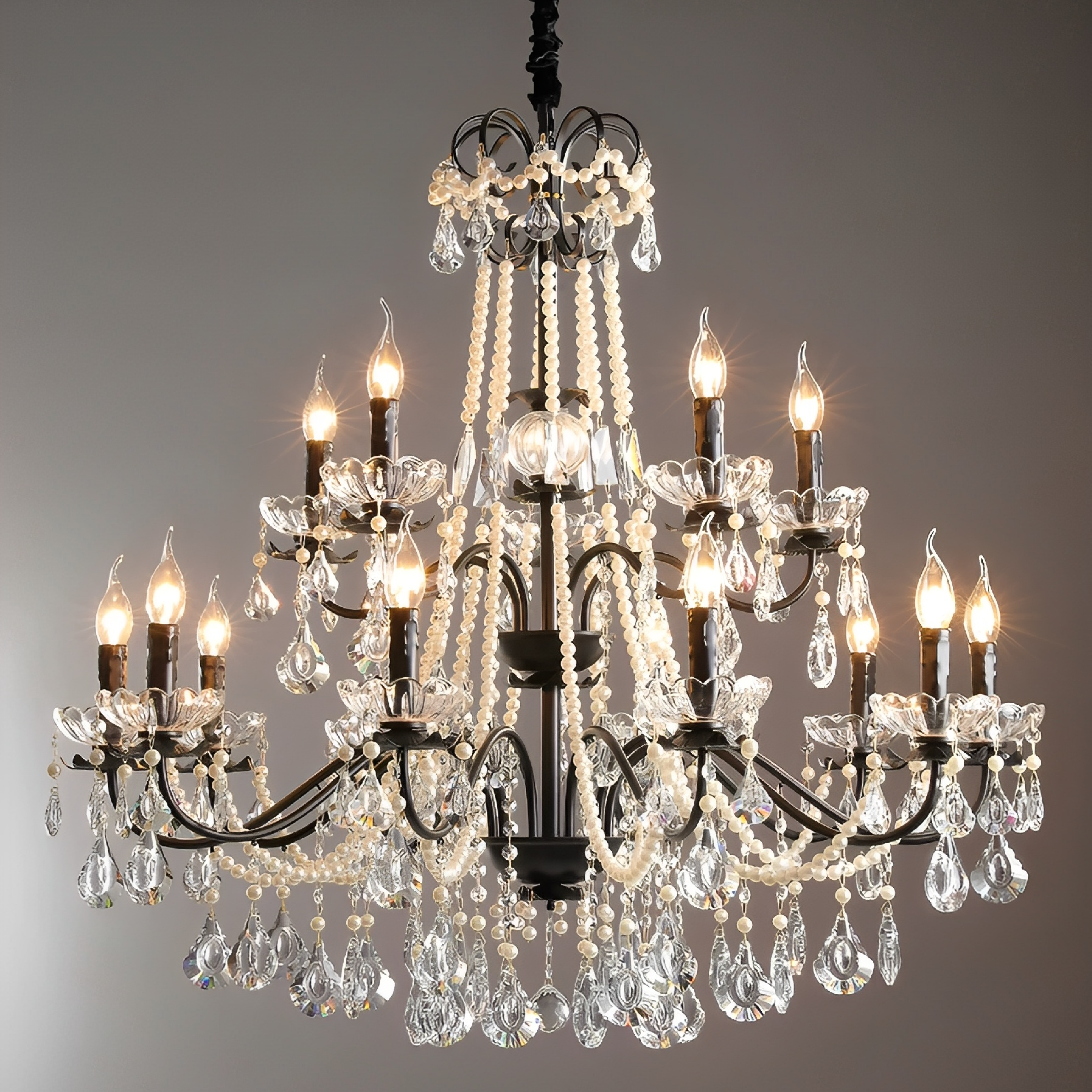 Iris | Sophisticated Black Crystal French Chandelier 5