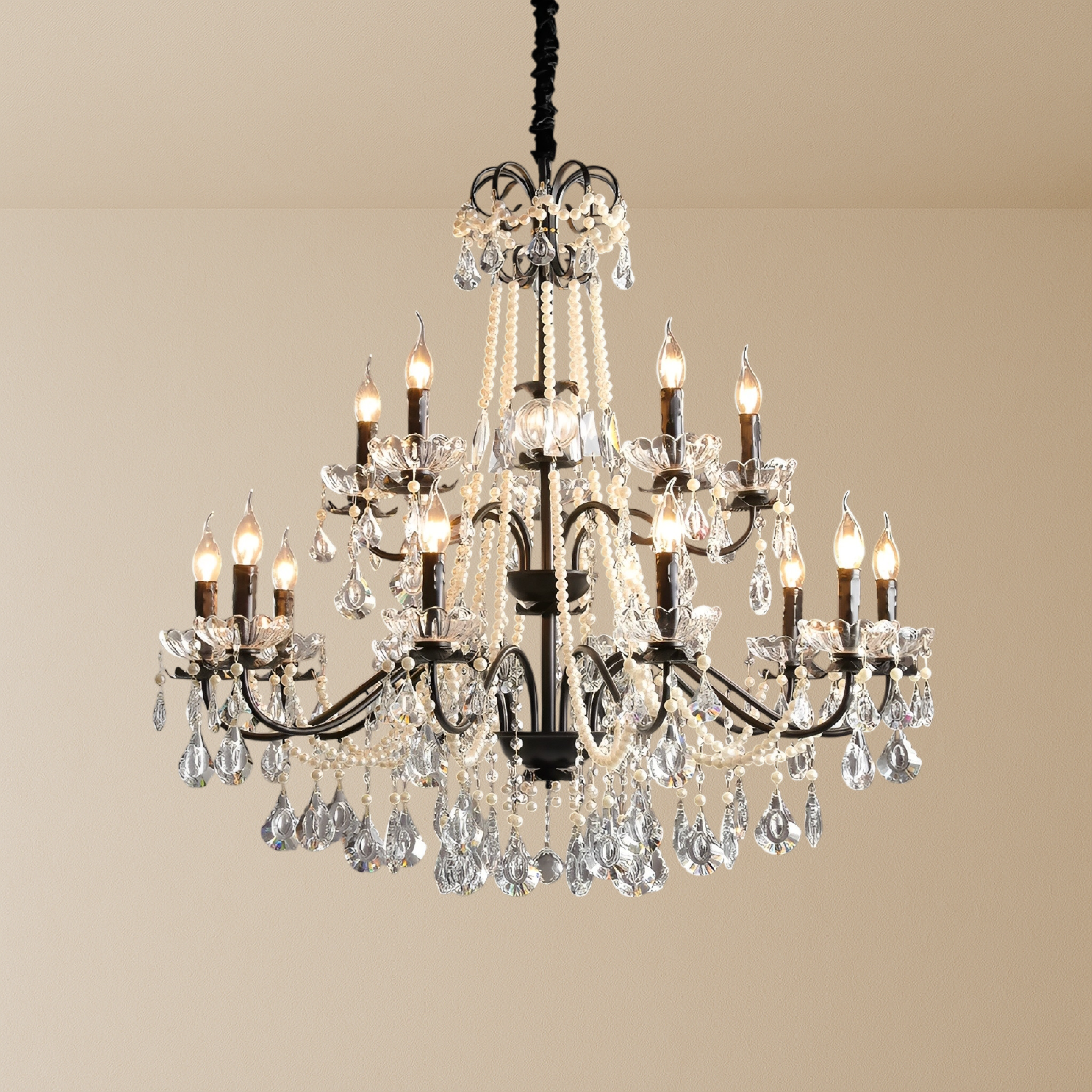 Iris | Sophisticated Black Crystal French Chandelier 6
