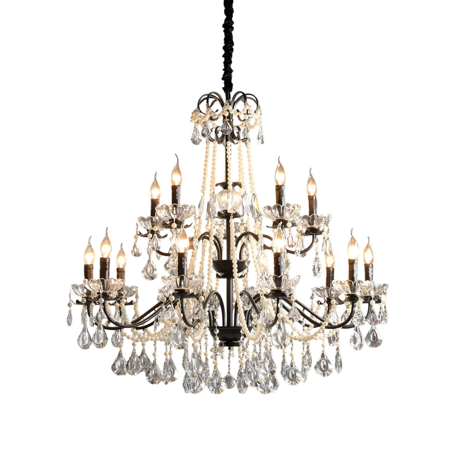 Iris | Sophisticated Black Crystal French Chandelier 7