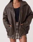 Ivana | Stylish Oversized Leather Bomber Jacket for Women - Effortless Fashion 6