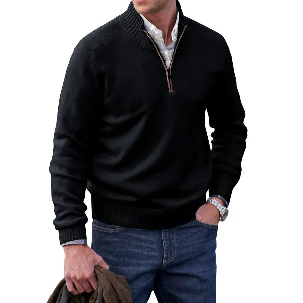 Jackson | Classic Black Cashmere Pullover Sweater for Men 2