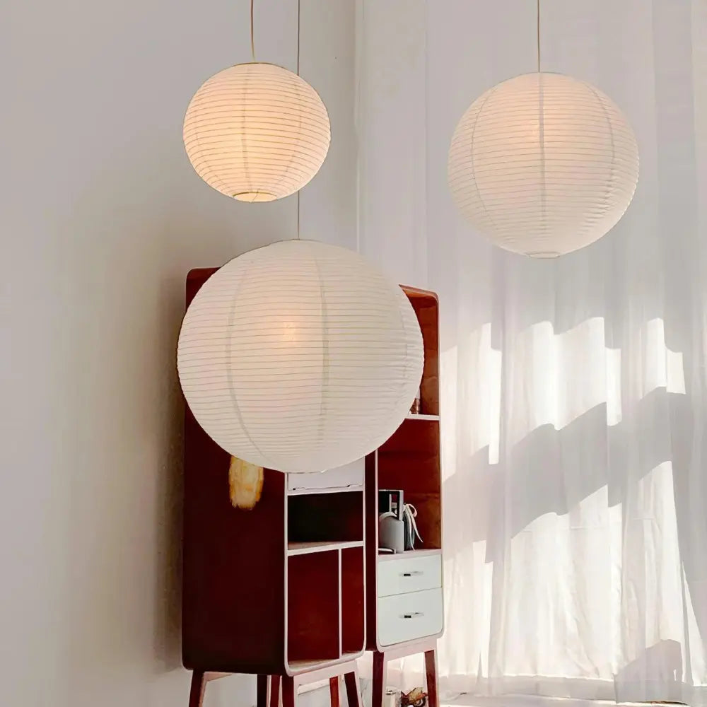 Japanese Harmony Pendant Light – Adjustable Height Mulberry Paper Hanging Light for Kitchen and Living Room Decor 1