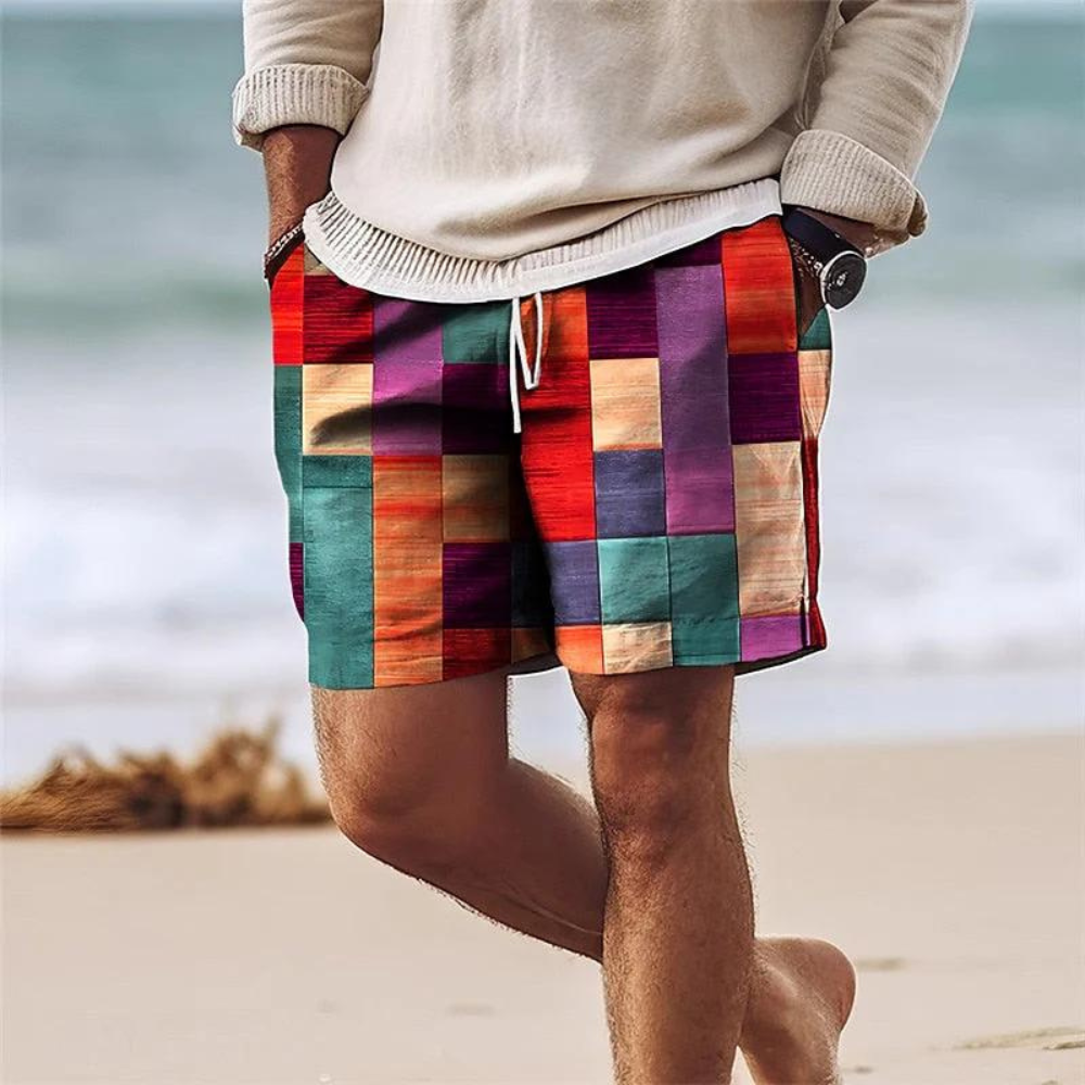 Jason | Trendy Geometric Print Mens Summer Shorts 0