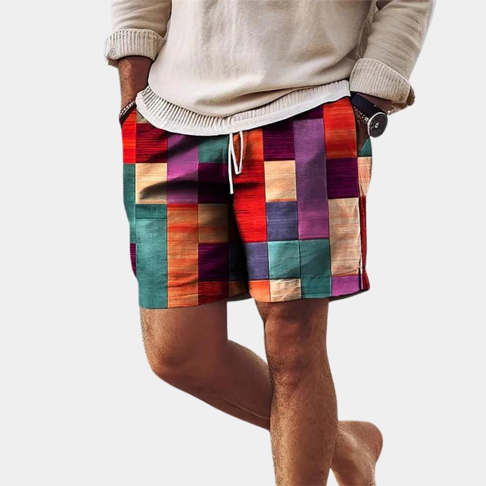 Jason | Trendy Geometric Print Mens Summer Shorts 1
