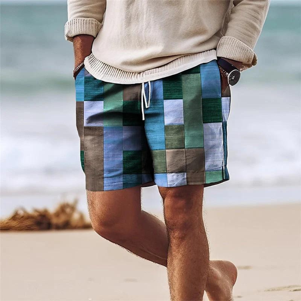 Jason | Trendy Geometric Print Mens Summer Shorts 2