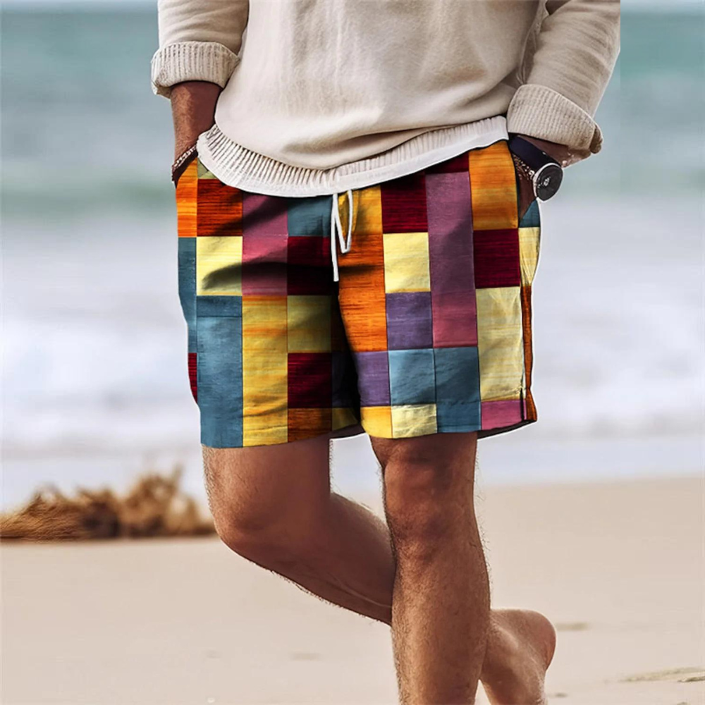 Jason | Trendy Geometric Print Mens Summer Shorts 3