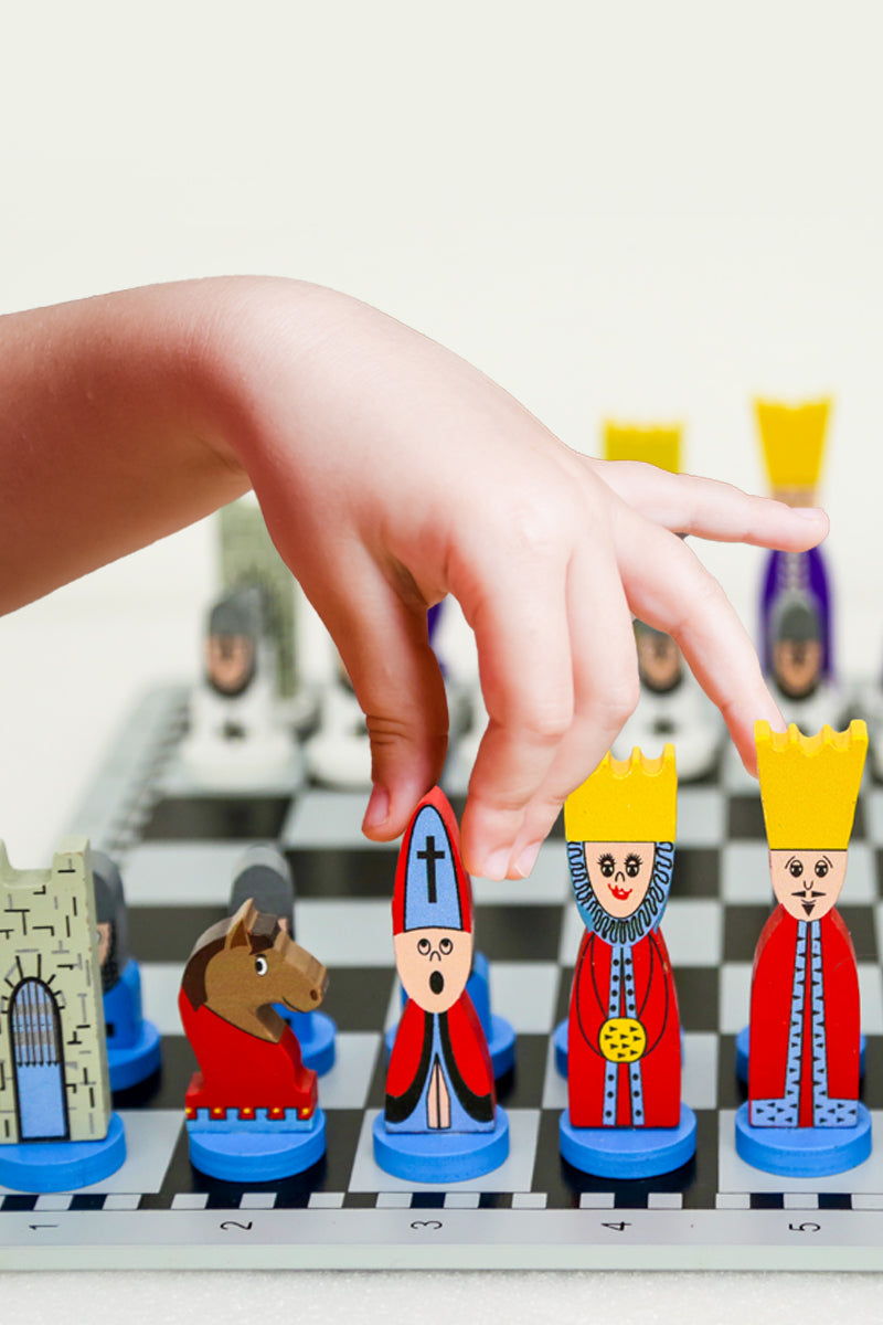 Kids Wooden Chess Set - Fun Learning Tool for Strategic Thinking - 30x30 cm with Chess Pieces 3