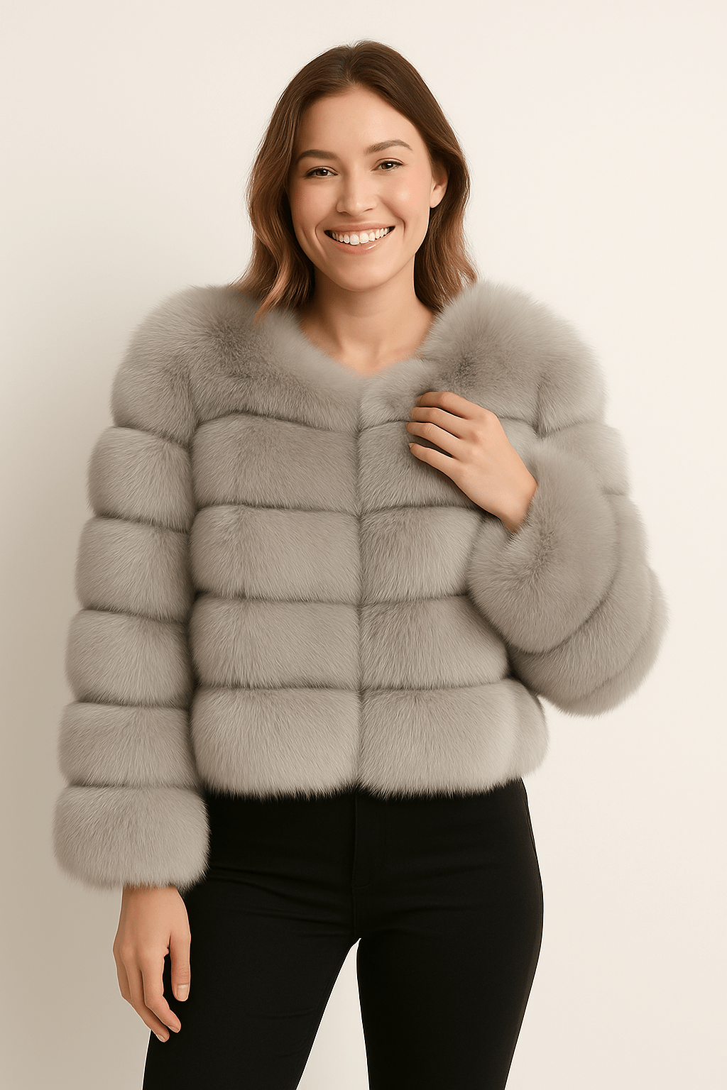 Kirsten | Women&#39;s Short Fluffy Faux Fur Winter Jacket 15