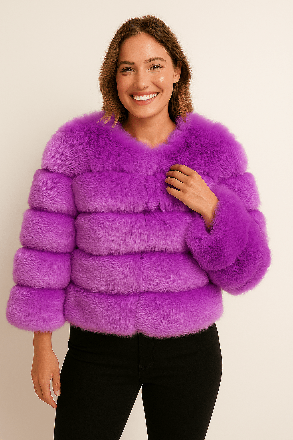Kirsten | Women&#39;s Short Fluffy Faux Fur Winter Jacket 21