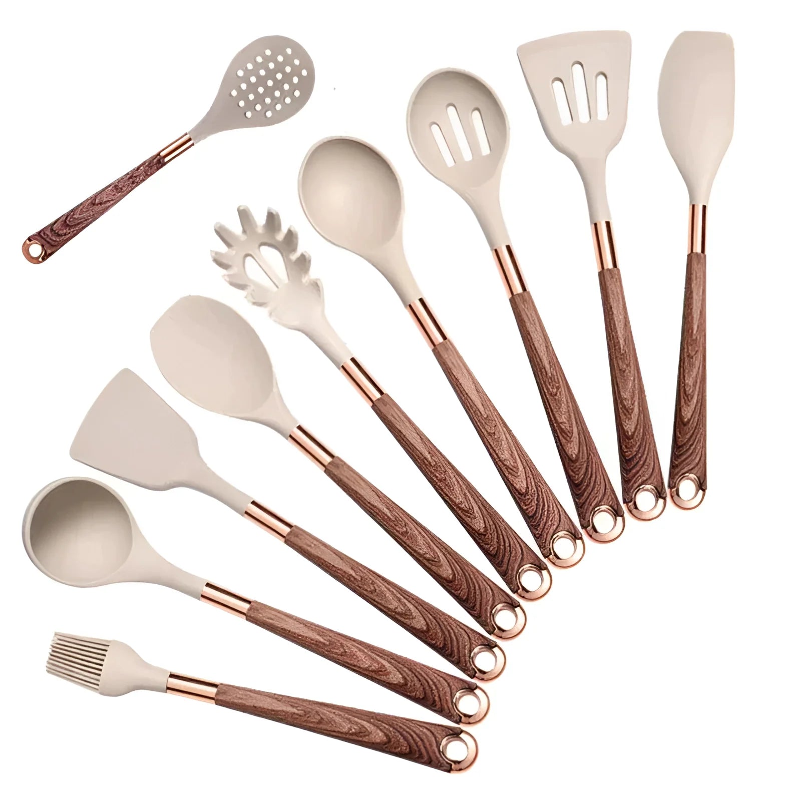 Kitchen Utensils Set Silicone Wood Cooking Tools 5
