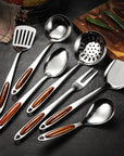 Kitchen Utensils Set Stainless Steel Wooden Handle 0