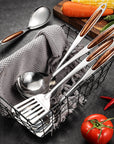 Kitchen Utensils Set Stainless Steel Wooden Handle 2